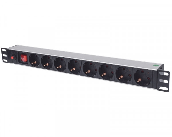 INTELLINET 19'' Power Strip 8-Sockets German type produzni kabl sa zastitom  crni