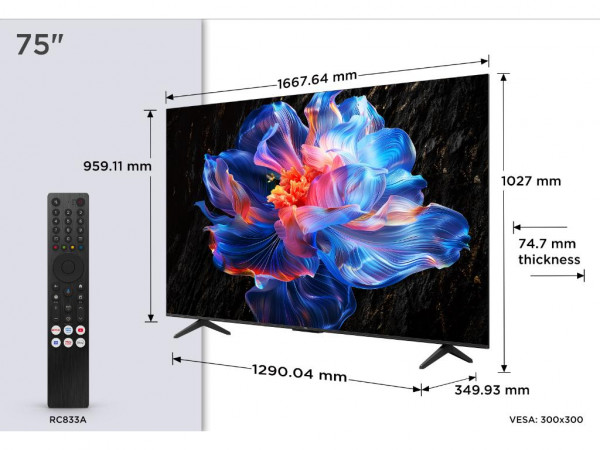 Televizor TCL 75V6C75''4K UHD60HzGoogle TVcrna