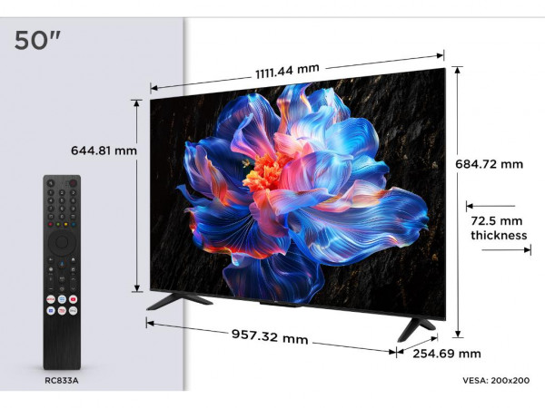 Televizor TCL 50V6CLED50''4K UHD60HzGoogle TVcrna