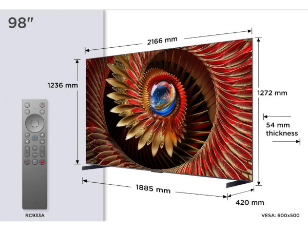 Televizor TCL 98C8KMiniLED-QLED98''4K UHD144HzGoogle TVcrna