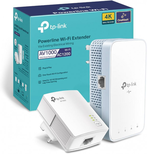 TP-Link TL-WPA7517 KIT (TL-WPA7517+TL-PA7017) 1000Mbps Powerline Extender komplet: WiFi dual-band (2.4GHz & 5GHz) + Gigabit Ethernet za mreu preko strujne instalacije - domet do 300m, tpPLC App